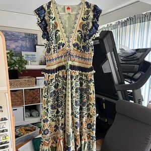 Farm Rio Ocean Tapestry Suzani Cotton Midi-Dress